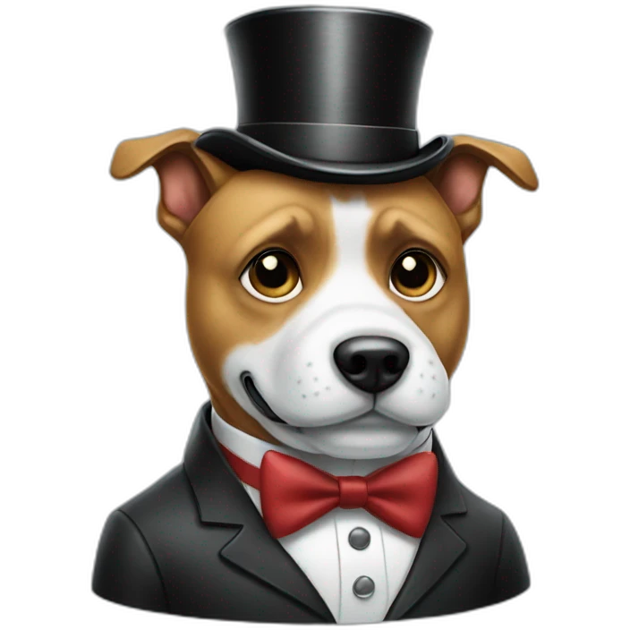 Mr Monopoly with a mustache as a dog emoji