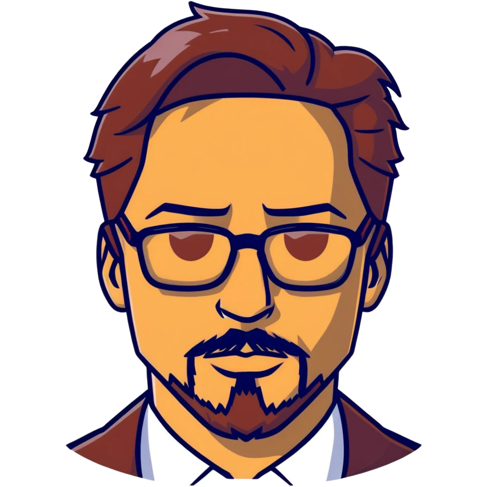 Tony Stark with stylish glasses, goatee beard emoji