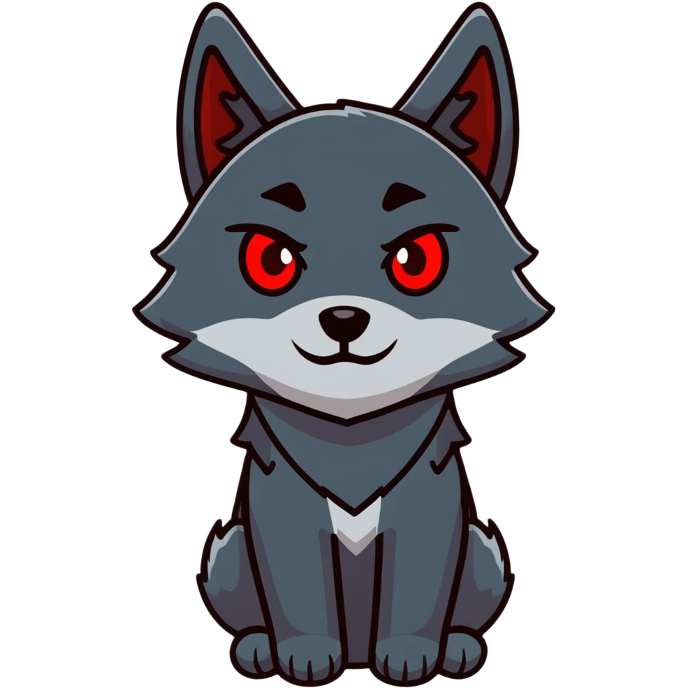 sleepy tired black wolf with red eyes emoji