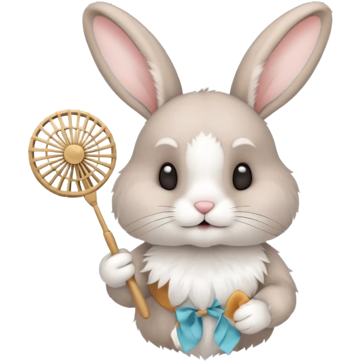 A rabbit hold a folding fan playfully emoji