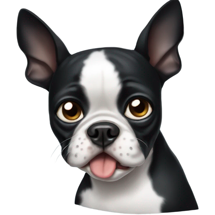 Crying black Boston terrier  emoji