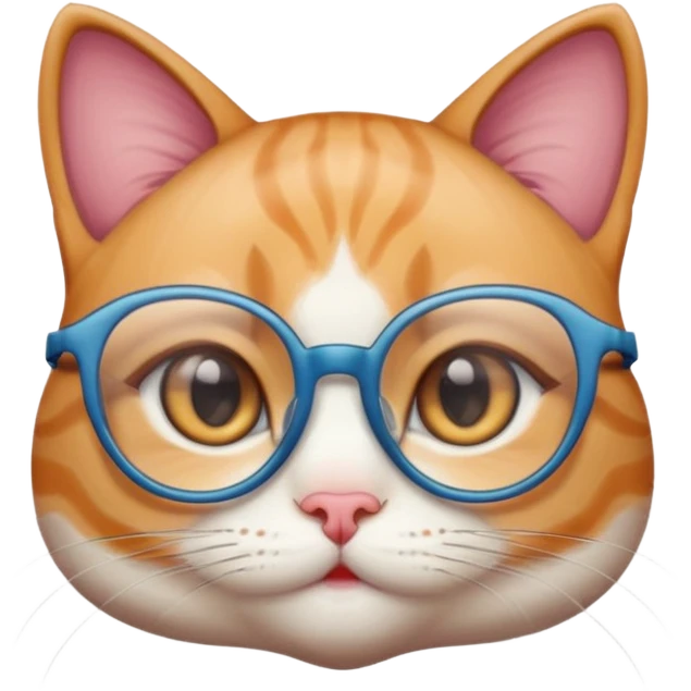 cute girl cat with really big, super thin-framed glasses emoji