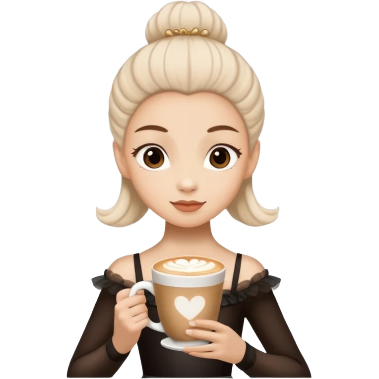 Bailarina de ballet con cabeza de un café capuchino emoji