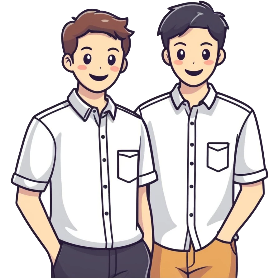 smiling duo in casual shirts emoji