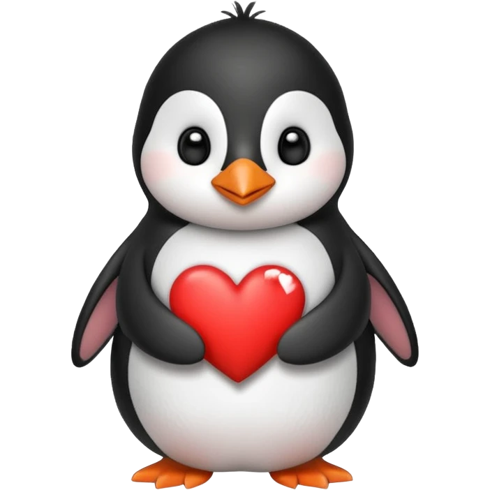 Cute penguin with holding heart emoji