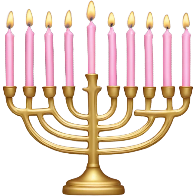 skinny gold menorah with light pink candles  emoji
