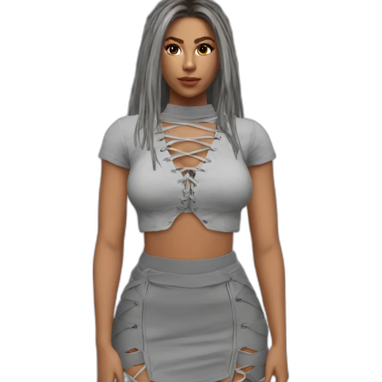 shakira realistic lace up crop top and grey micro skirt emoji