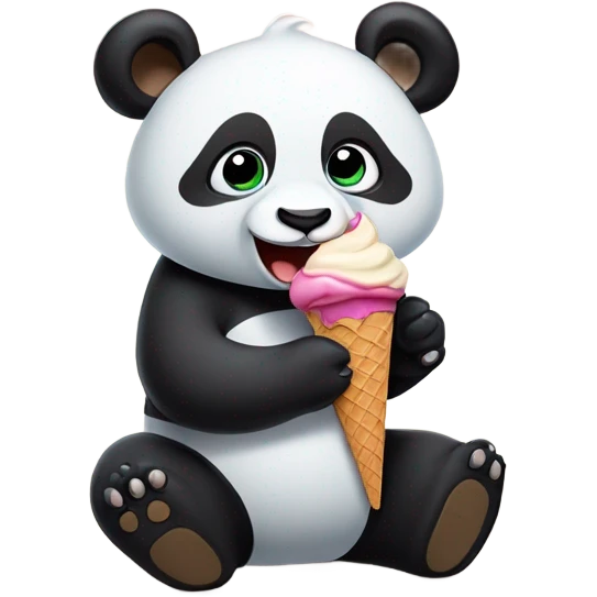 Panda eating ice cream emoji