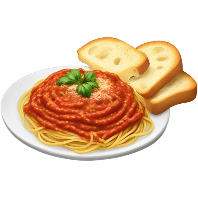 Spaghetti with garlic bread  emoji