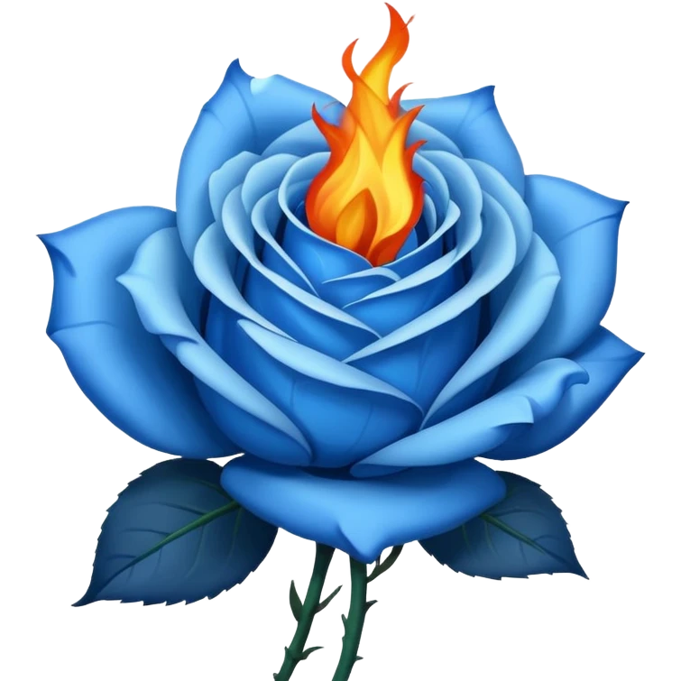 Blue rose in big flame emoji