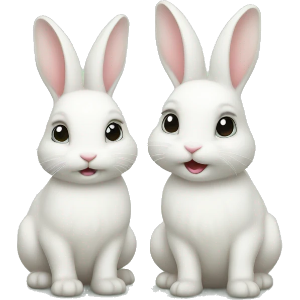 Two little white bunnies emoji
