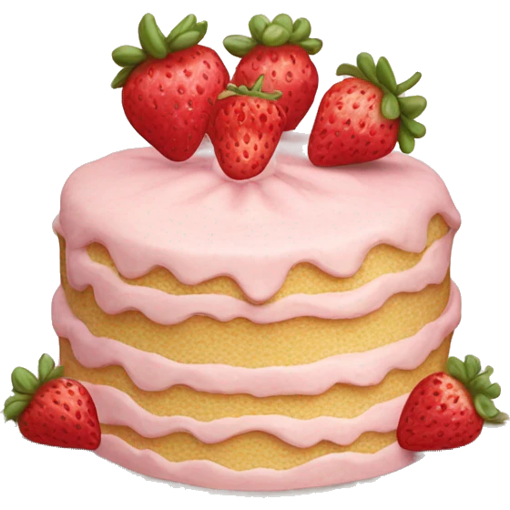 Vintage rococo pale pink strawberry cake emoji