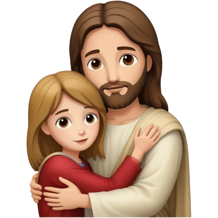 Jesus hugs a girl emoji