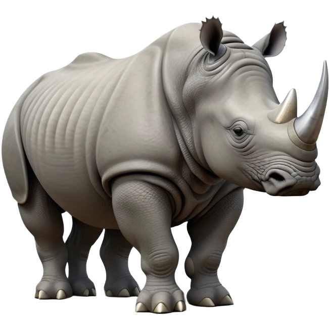 cinematic-rhino-realistic-full-body-standing-emoji,-massive-armored-body-poised-powerfully,-thick-horn-curving-slightly-forward,-head-tilted-dramatically,-rough-grey-hide-covered-in-dust,-simplified-yet-realistic-focused-features,-highly-detailed,-glowing-with-an-almost-sarcastic-glow emoji