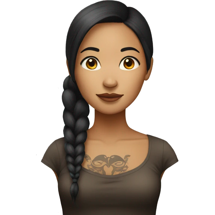 Half Indonesian half Dutch woman with long dark and tattoos  emoji