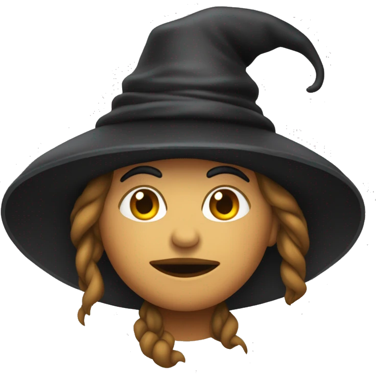 cabeza de una bruja con un gorro de bruja su color de piel es moreno muy claro emoji
