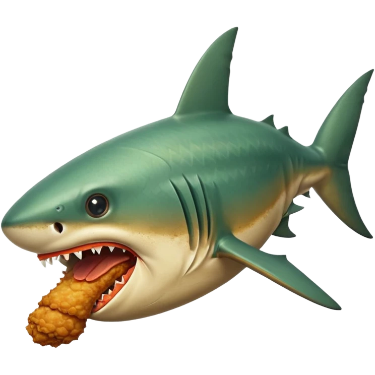 green shark with fried chicken leg in emoji