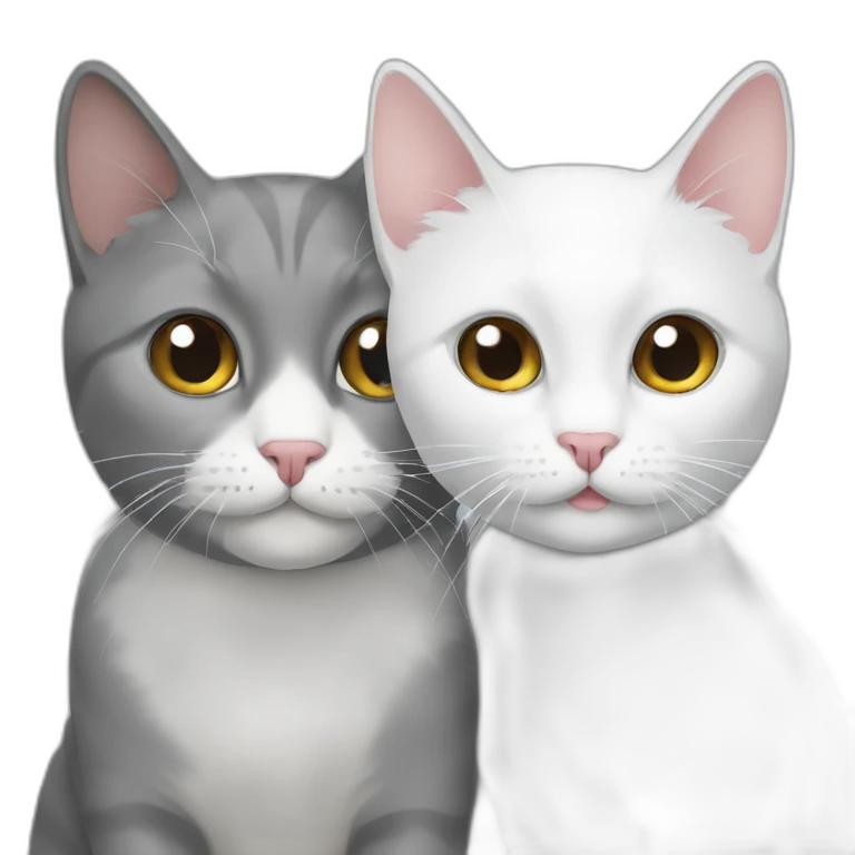 two white and one gray cat 3 cats emoji