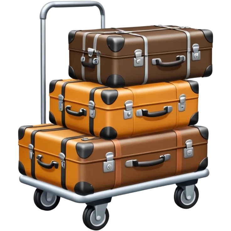 luggage on a baggage cart and the laggage color is diffrent  emoji
