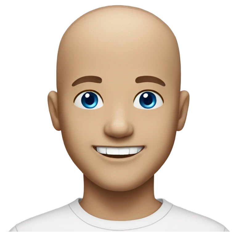 bald boy with bright smile blue eyes emoji