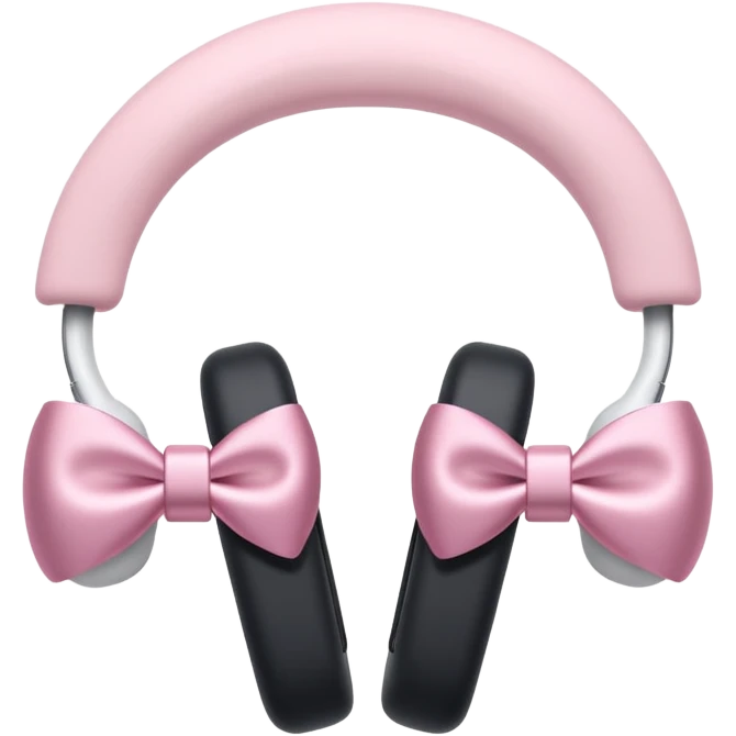 airpods max in white with pink bows emoji