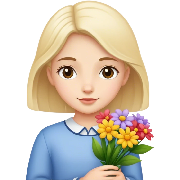 white girl with flowers emoji