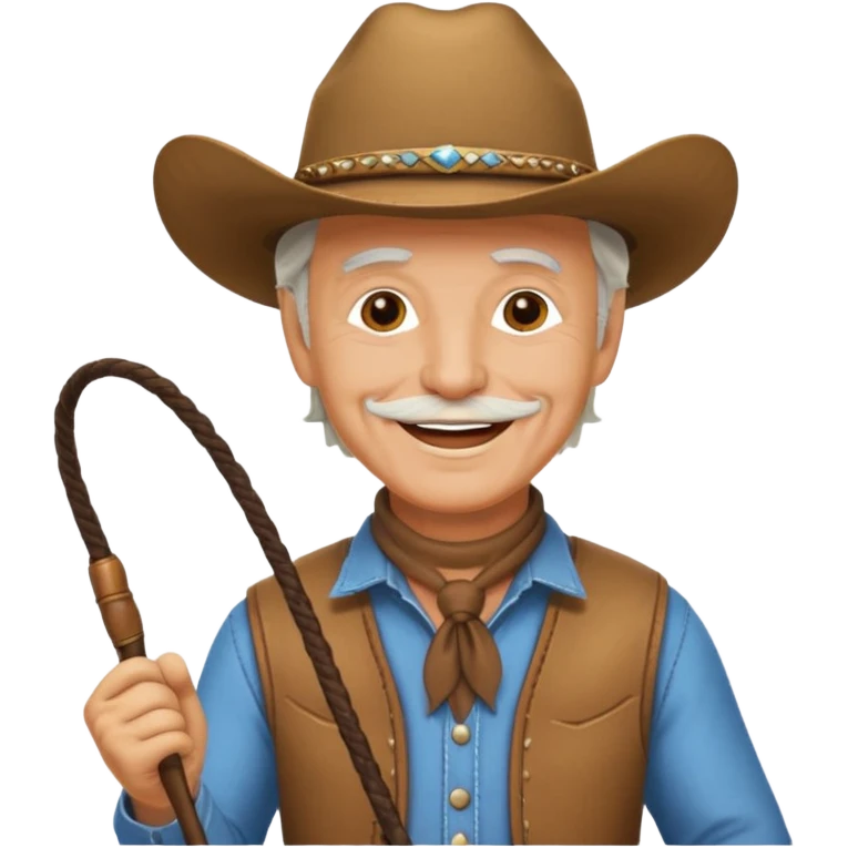 Give this emoji 🤠 a whip make it an old white guy with a whip  emoji