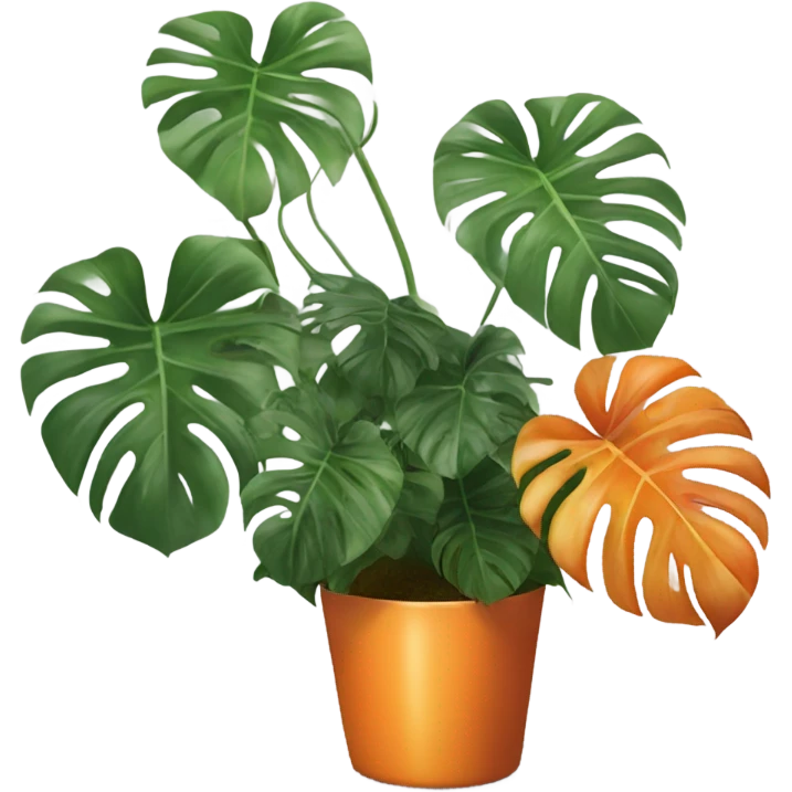 orange monstera plant in pot emoji