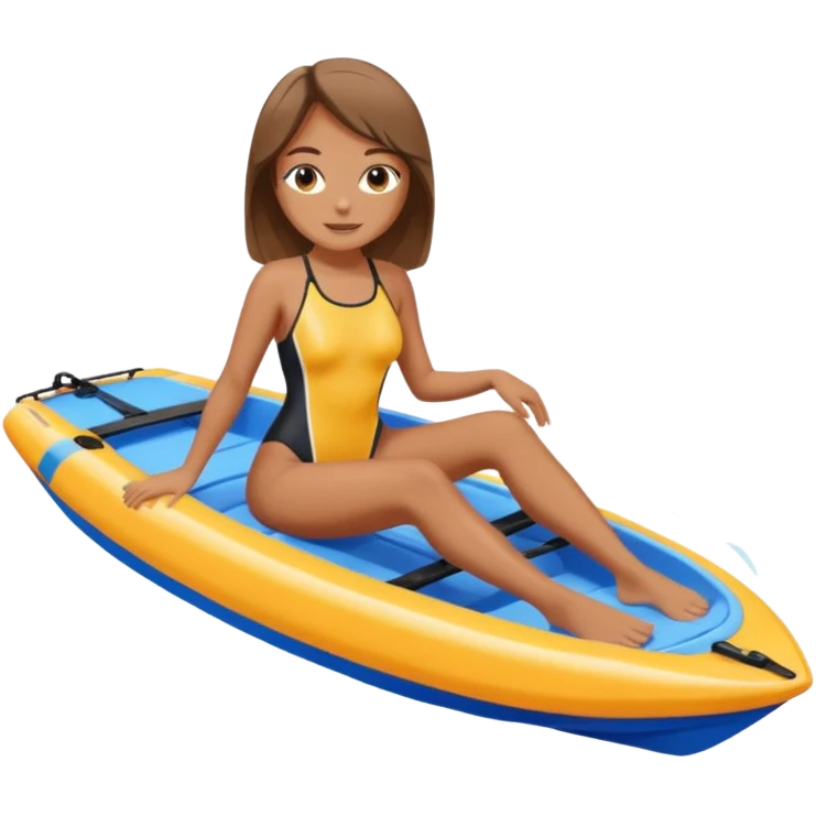 Girl sunbathing on a water sport boat  emoji