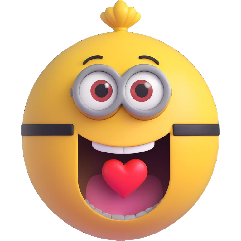 3d sphere with a cute minion face, heart eyes emoji