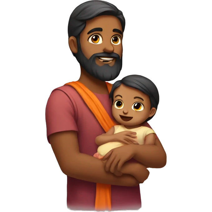 Hindu with beard holding baby girl emoji