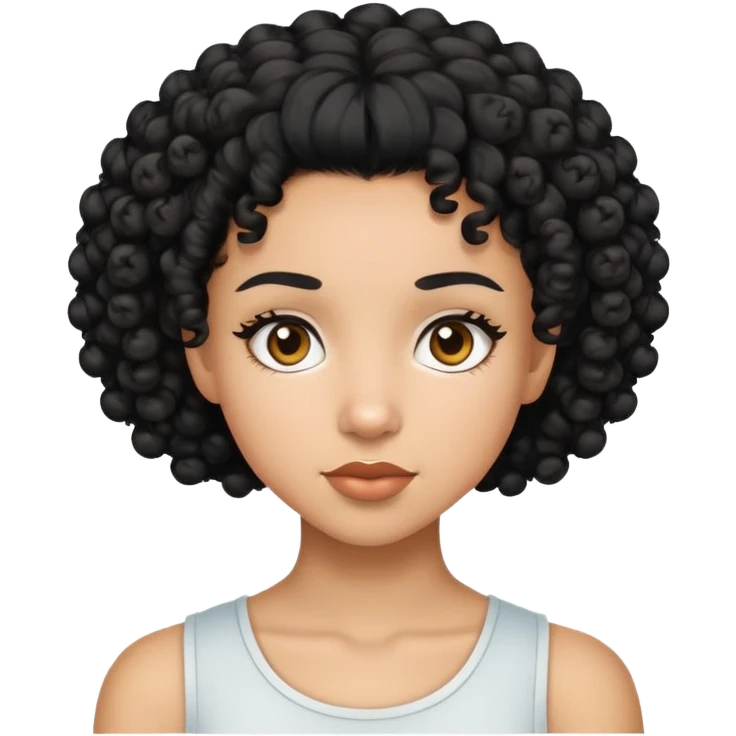 mixed-race girl with shaved curly black hair emoji