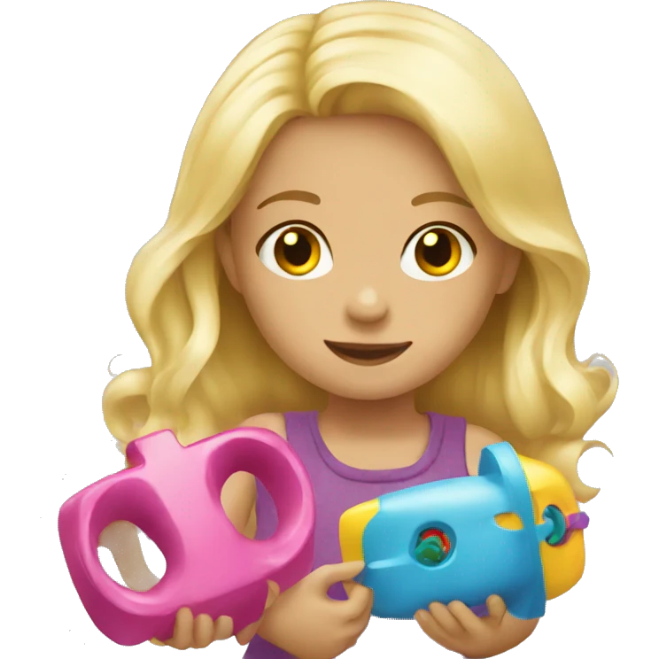 blonde children playing with toys  emoji
