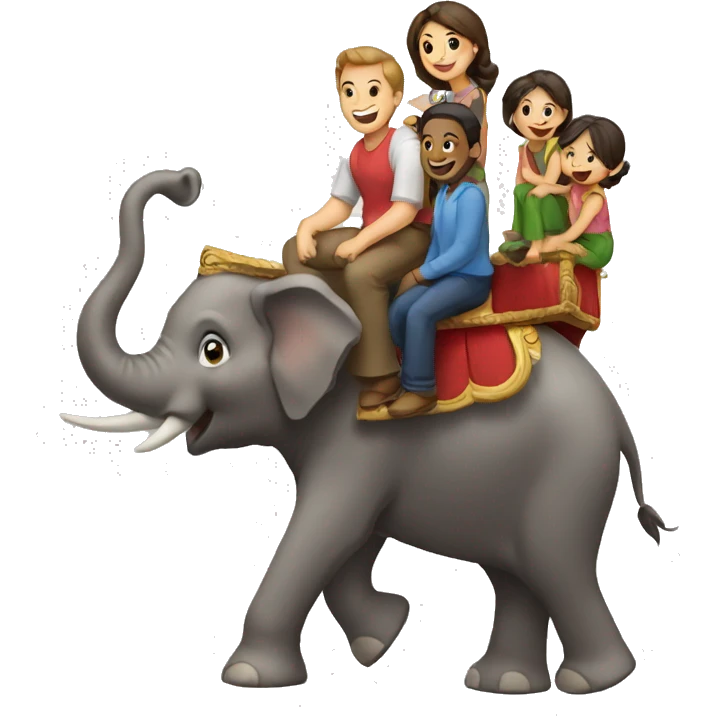 family riding elephant emoji