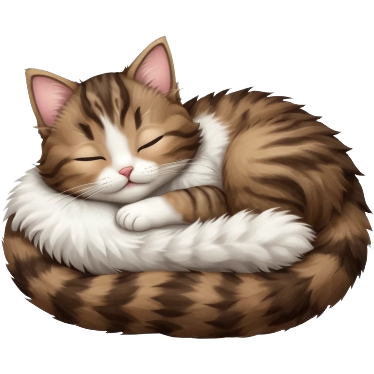 dark brown tabby and white kitten sleeping on its back emoji
