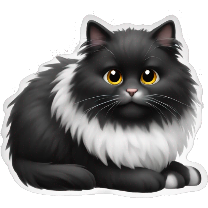 Black and white fluffy cat  emoji