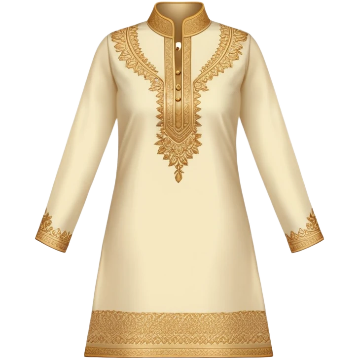 Women's kurti with high collar and golden thread embroidery emoji