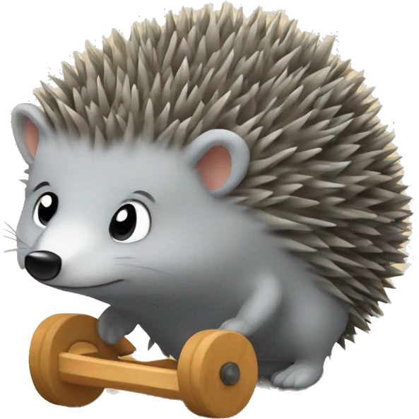 grey hedgehog on Wood wheels for baby emoji