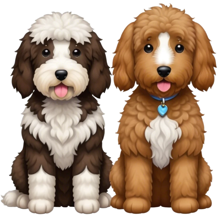 A sheepadoodle and a goldendoodle  emoji