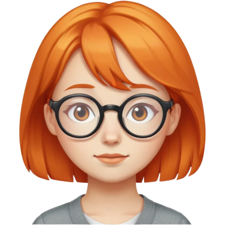 orangehaired shy nerd girl with round glasses emoji
