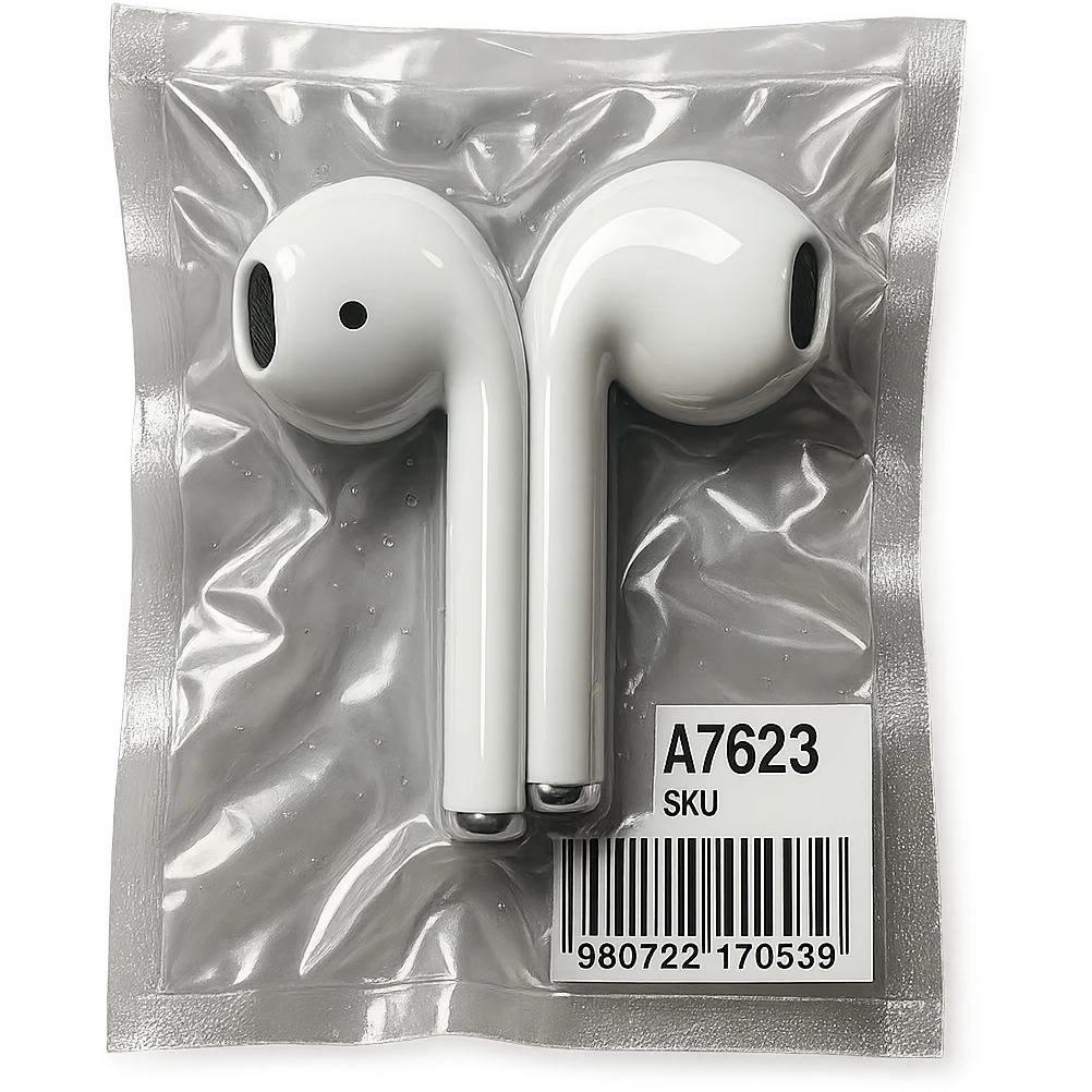 white EarPods headphones, glossy and puffy emoji
