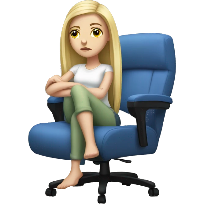 white girl thinking about life on a big gaming chair  emoji