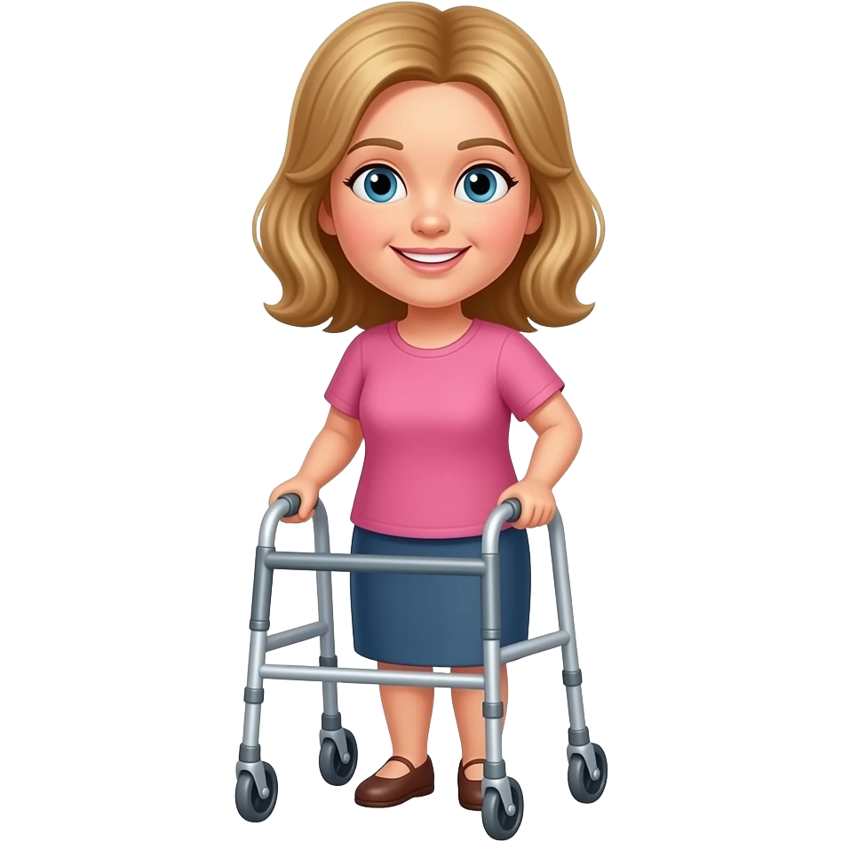 Woman Blonde/brown hair using walker emoji