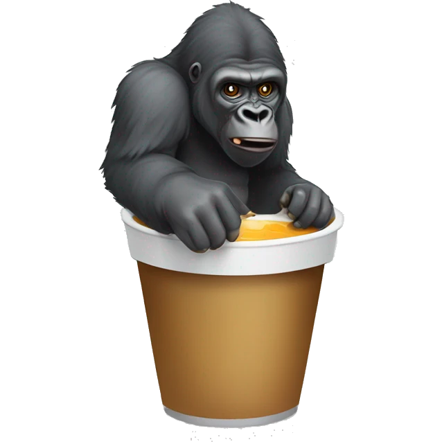 gorilla trapped in a boba cup emoji