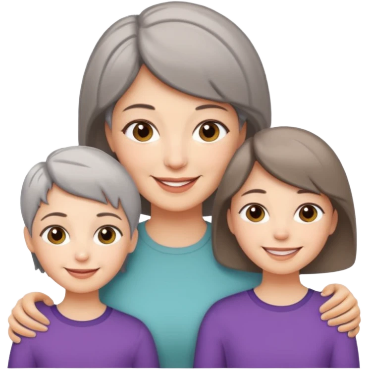 A mum with short Gray hair and her two adult daughters with Light brown hair emoji