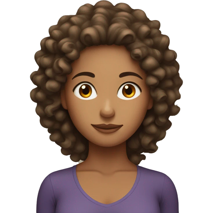Curly hair brunette yoga girl with tan skin  emoji