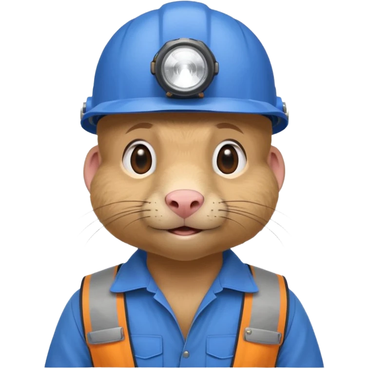 a mole rat, blue helmet, headlamp, worker cloth emoji