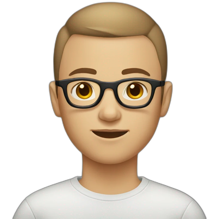 Caucasian Teenager with a brown buzz cut and round glasses emoji