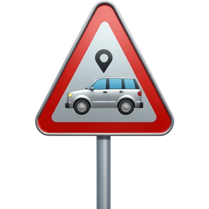 A 3D cartoon street sign showing a towing symbol, on a metal pole, clean background, Memoji-style rendering. emoji