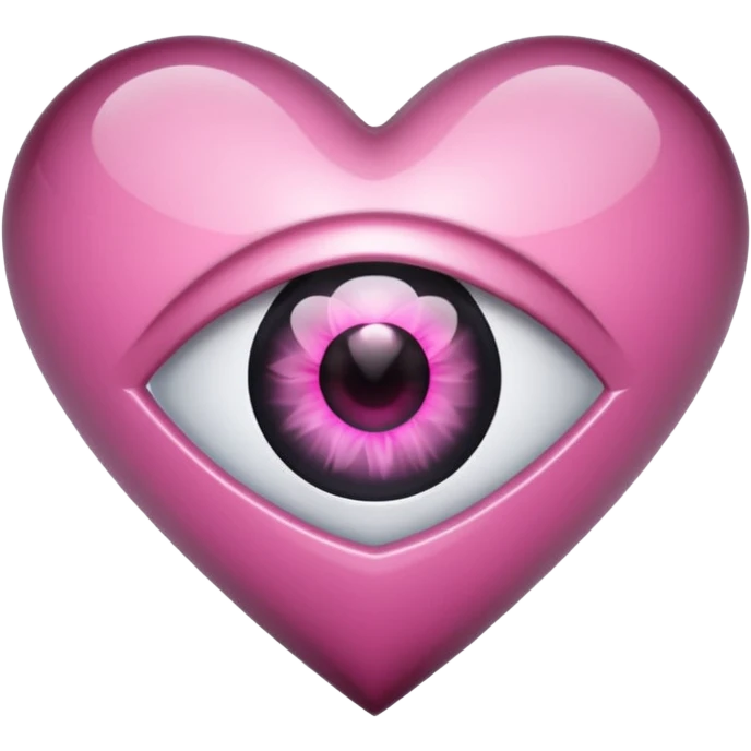 A black heart crystal with a pink eye in the center emoji